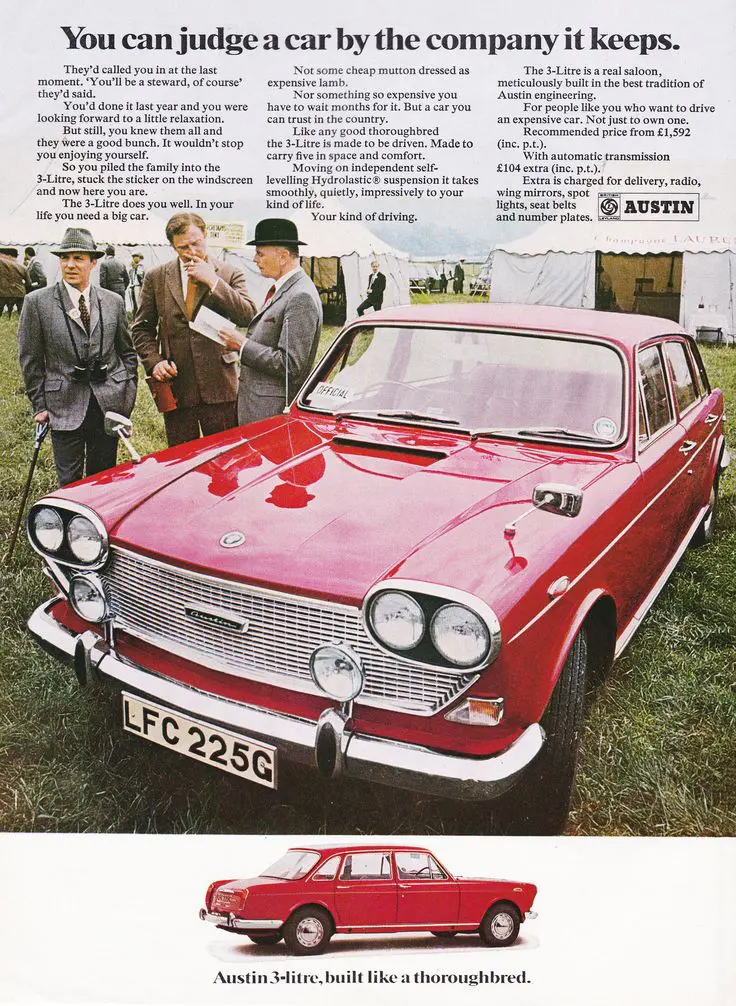 Stories Austin 3 Litre advert 1969 - Stories
