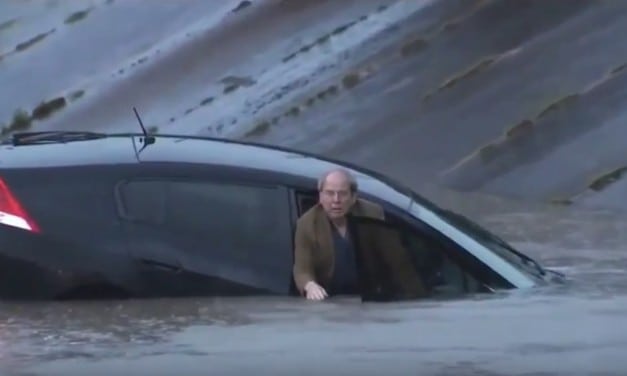 Honda Insight drives into flood on Live TV