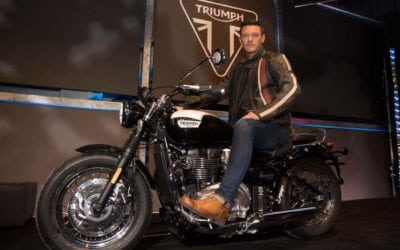 Luke Evans rides Triumph Bonneville Speedmaster 400x250 - Celebrities