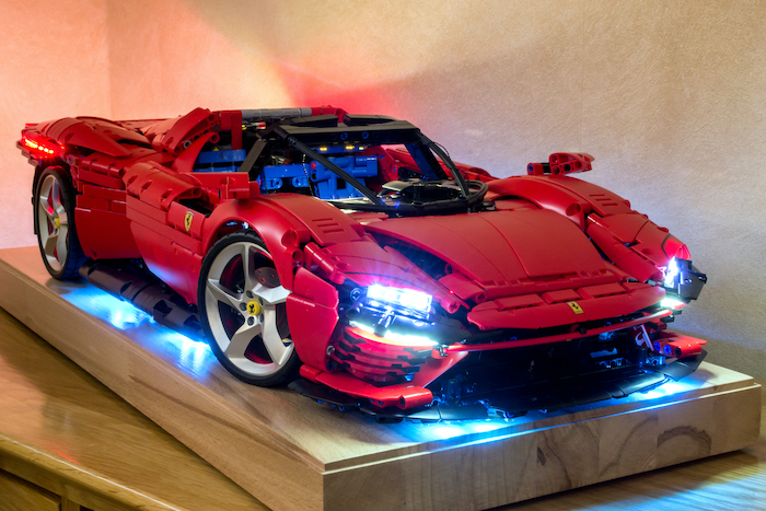 Kiran fits Lights to his Lego Ferrari