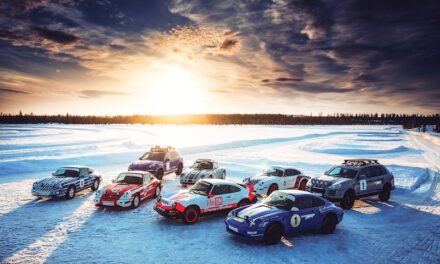 Air-cooled Porsche 911 ice driving in Santa’s back garden