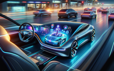 DALL·E 2024 01 28 14.47.20 The scene is set on a futuristic highway with sleek and advanced cars cruising along. One of the cars stands out featuring a glowing dashboard full copy 400x250 - Stories