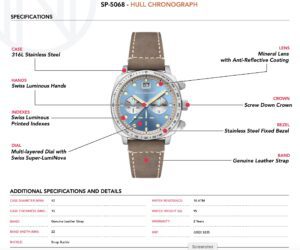 Spinnaker Hull 300x250 - Super Colourful Spinnaker HULL CHRONOGRAPH SP-5068